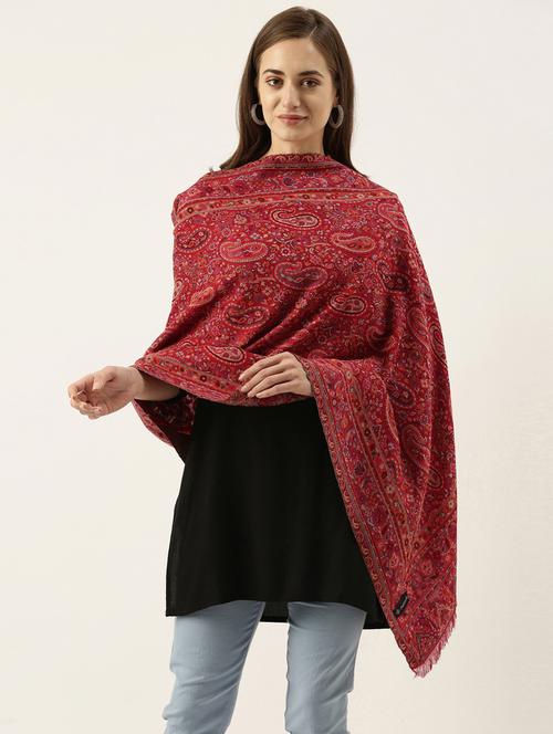 red woven wool shawl - 20739772 - Very Small Image - 1