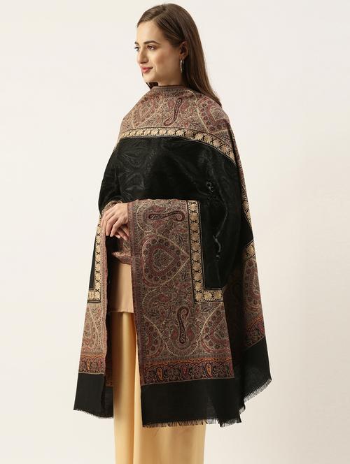 black embroidered wool shawl - 20739793 - Very Small Image - 1