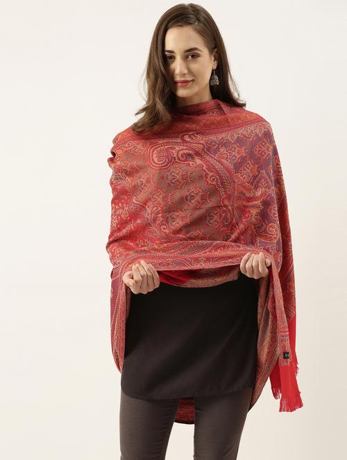 red woven polyester shawl - 20739802 - Very Small Image - 1