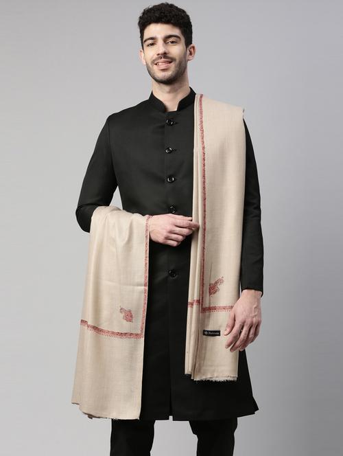 men embroidered woolen shawl - 20740009 - Very Small Image - 1