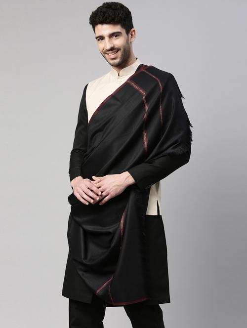 men self designed woolen shawl - 20740013 - Very Small Image - 1