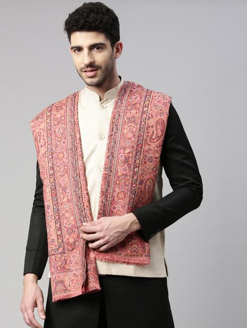 men self designed woolen shawl - 20740017 - Very Small Image - 1