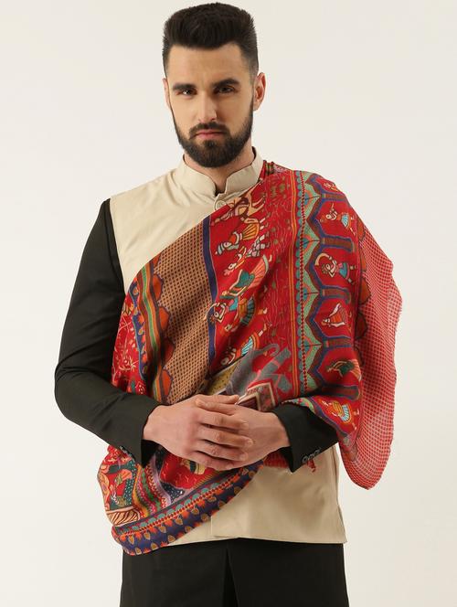 men printed woolen shawl - 20740035 - Very Small Image - 1
