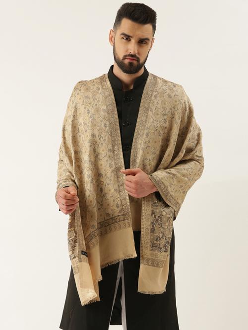 men embroidered woolen shawl - 20740050 - Very Small Image - 1