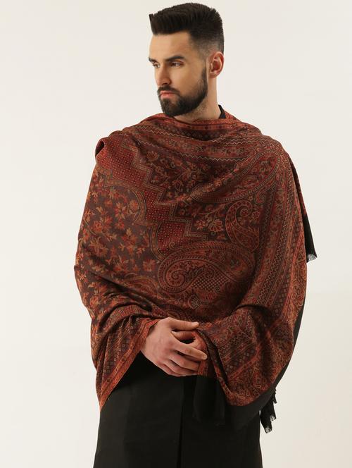 men self designed woolen shawl - 20740075 - Very Small Image - 1