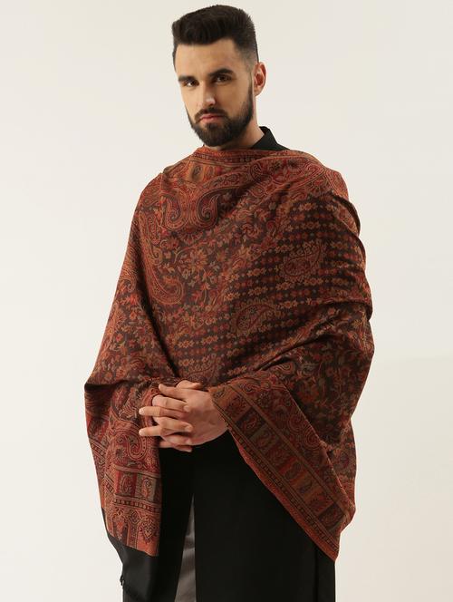 men self designed woolen shawl - 20740080 - Very Small Image - 1