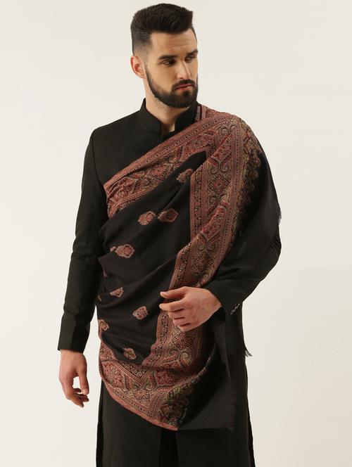 men self designed woolen shawl - 20740084 - Very Small Image - 1