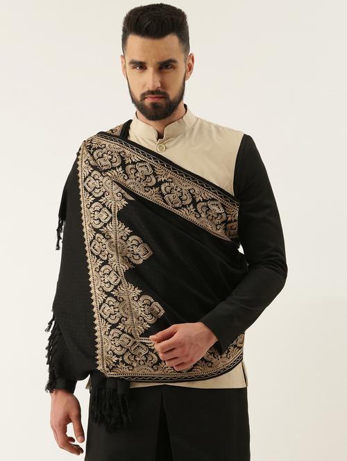 men embroidered woolen shawl - 20740095 - Very Small Image - 1