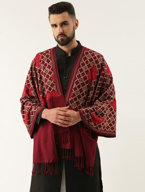 men embroidered woolen shawl - 20740099 - Very Small Image - 1