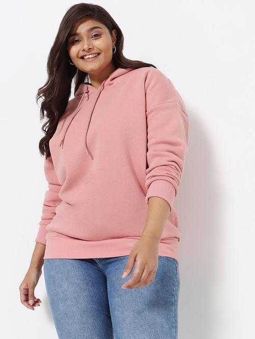 women solid pink wool hooded sweatshirt - 20742977 - Very Small Image - 1