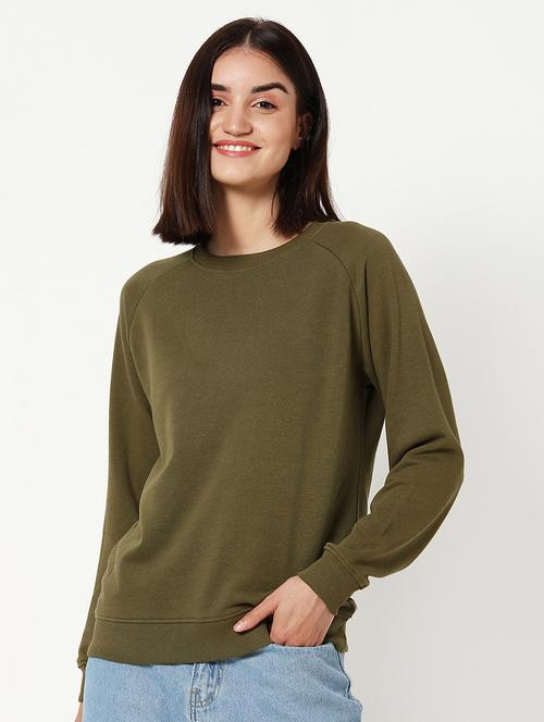 olive cotton blend regular sweatshirt - 20743061 - Very Small Image - 1