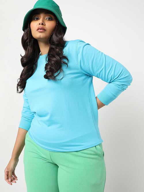 turquoise cotton blend regular sweatshirt - 20743086 - Very Small Image - 1