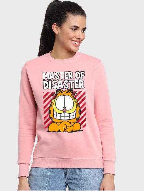 pink cotton blend front print sweatshirt - 20743198 - Very Small Image - 1