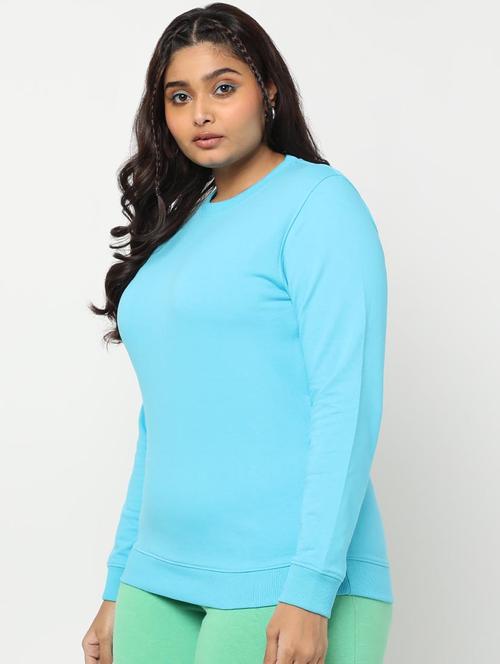 turquoise cotton blend regular sweatshirt - 20743232 - Very Small Image - 1
