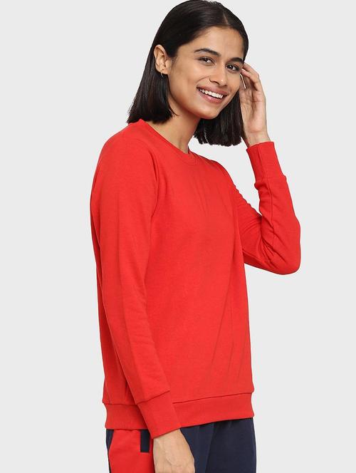 red cotton blend plain sweatshirt - 20743235 - Very Small Image - 1