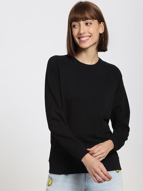 black cotton blend plain sweatshirt - 20743238 - Very Small Image - 1