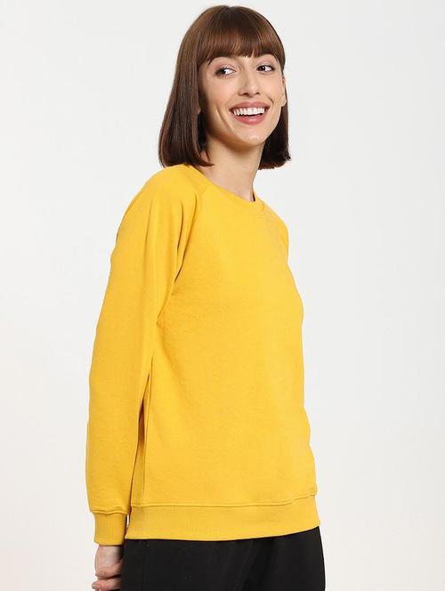 yellow cotton blend plain sweatshirt - 20743239 - Very Small Image - 1