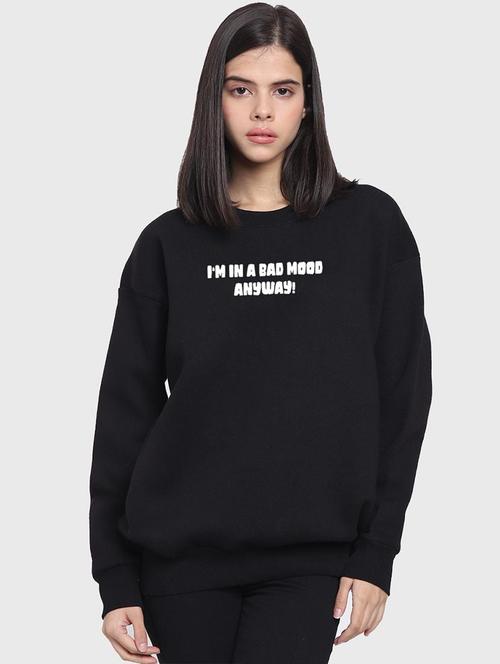 black cotton blend chest print sweatshirt - 20743277 - Very Small Image - 1