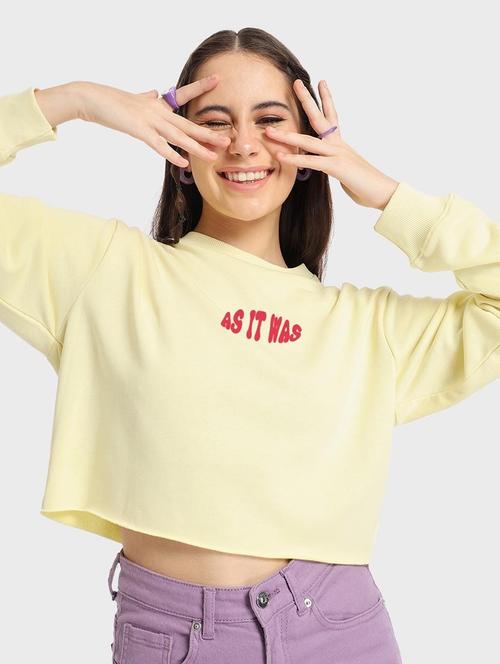 yellow cotton blend back print sweatshirt - 20743280 - Very Small Image - 1