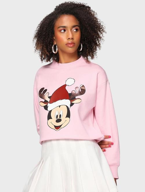pink cotton blend front print sweatshirt - 20743298 - Very Small Image - 1