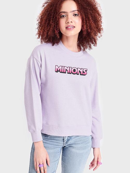 purple cotton blend chest print sweatshirt - 20743377 - Very Small Image - 1