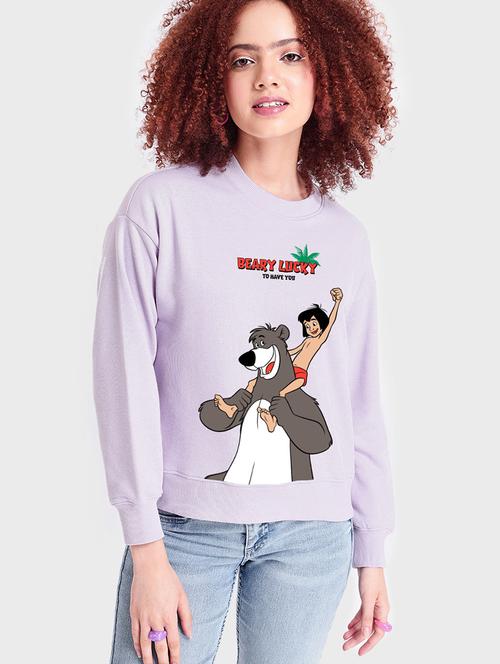 purple cotton blend front print sweatshirt - 20743379 - Very Small Image - 1