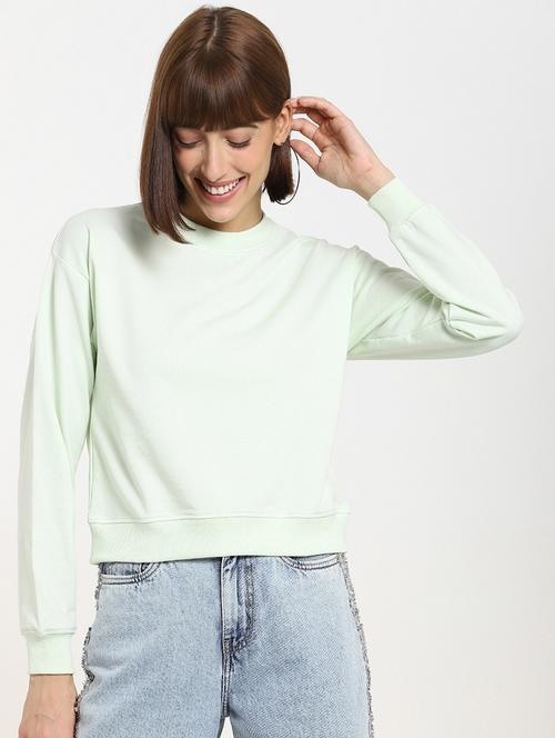 light green cotton blend regular sweatshirt - 20743383 - Very Small Image - 1