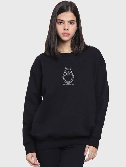 black cotton blend back print sweatshirt - 20743425 - Very Small Image - 1