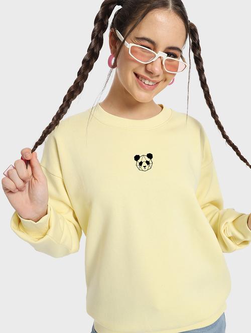 yellow cotton blend back print sweatshirt - 20743443 - Very Small Image - 1