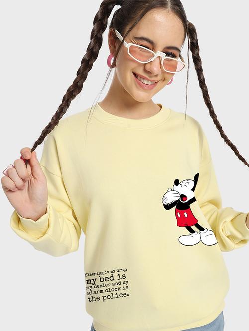 yellow cotton blend placement print sweatshirt - 20743453 - Very Small Image - 1