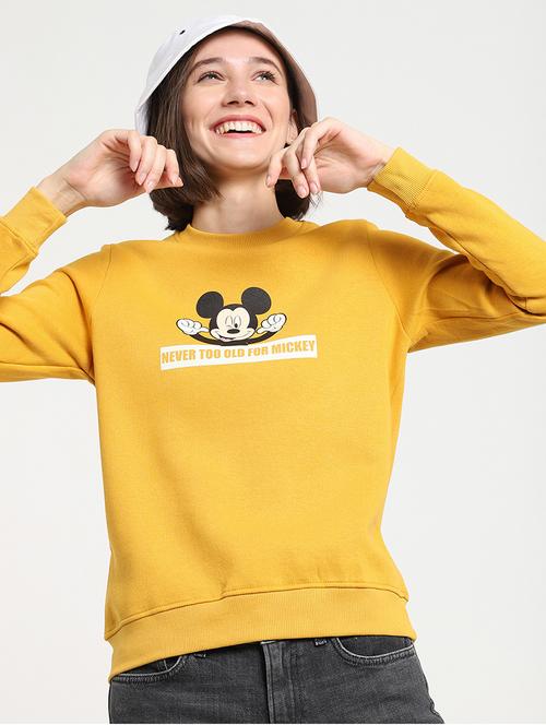 yellow cotton blend chest print sweatshirt - 20743494 - Very Small Image - 1