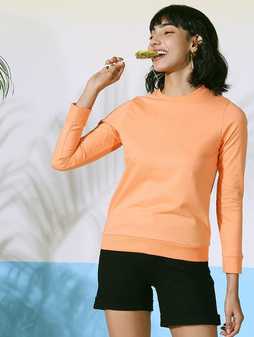 orange cotton blend plain sweatshirt - 20743521 - Very Small Image - 1