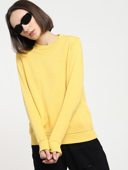 yellow cotton blend plain sweatshirt - 20743554 - Very Small Image - 1
