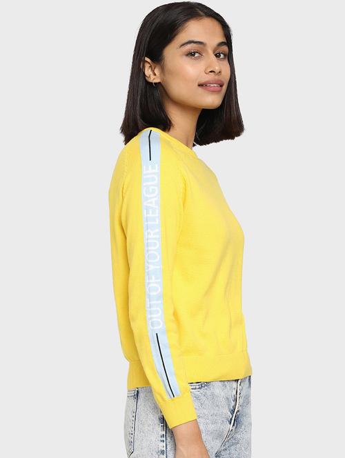 yellow cotton blend placement print sweatshirt - 20743560 - Very Small Image - 1