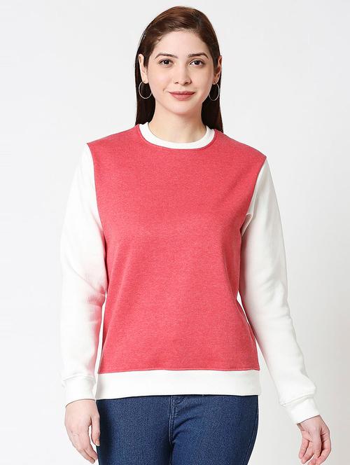 red cotton blend color block sweatshirt - 20743584 - Very Small Image - 1