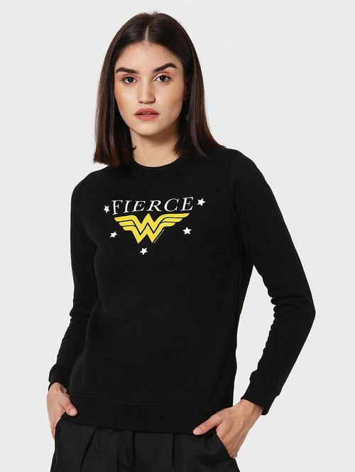 black cotton blend chest print sweatshirt - 20743589 - Very Small Image - 1