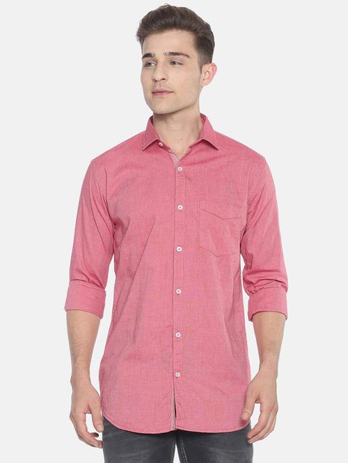 men pink solid casual shirt - 20743714 - Very Small Image - 1
