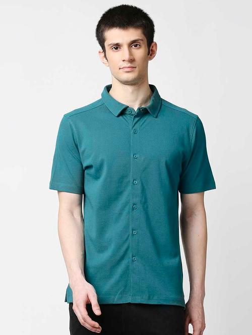 men green solid casual shirt - 20743943 - Very Small Image - 1