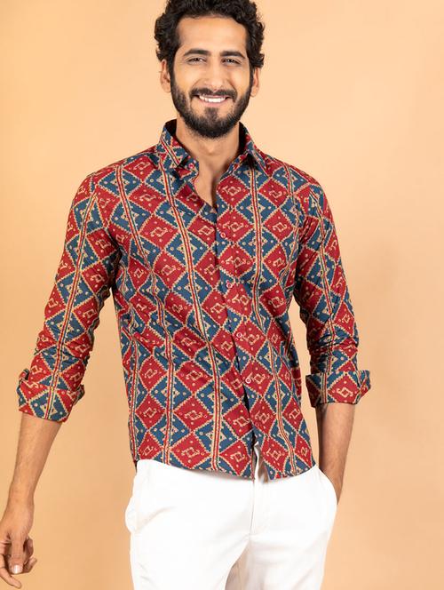 red cotton casual shirt - 20744049 - Very Small Image - 1