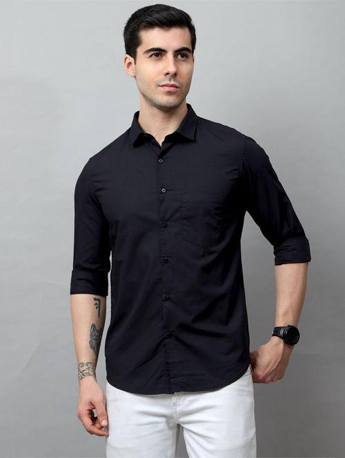 black cotton casual shirt - 20744053 - Very Small Image - 1