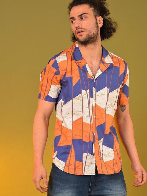 men color blocked printed casual shirt - 20744060 - Very Small Image - 1