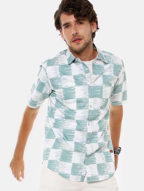 men white & green printed casual shirt - 20744093 - Very Small Image - 1