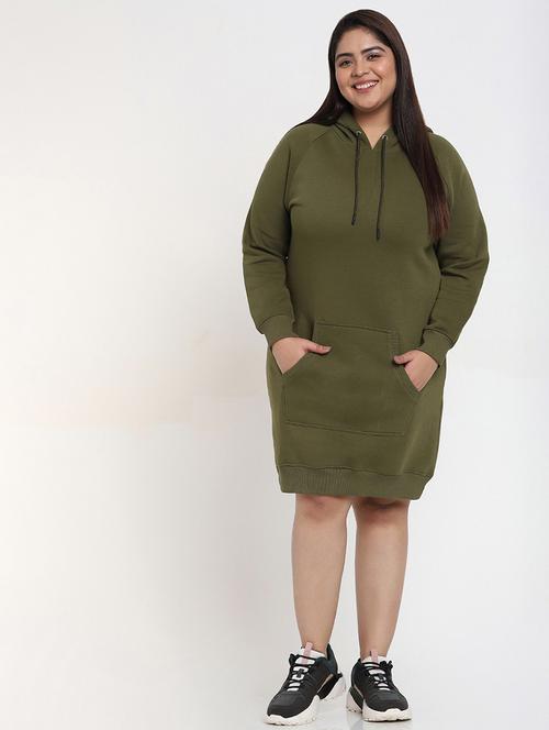 women green solid hooded dress - 20744584 - Very Small Image - 1