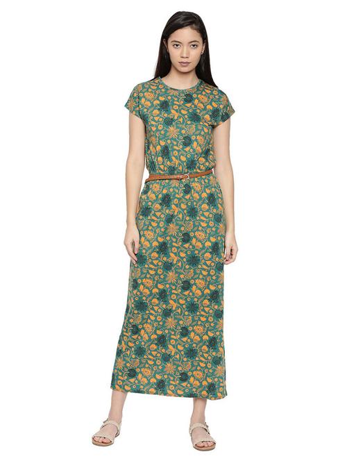 women green printed a-line maxi dress - 20744591 - Very Small Image - 1