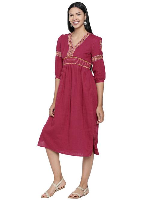 women pink embroidered a-line dress - 20744730 - Very Small Image - 1