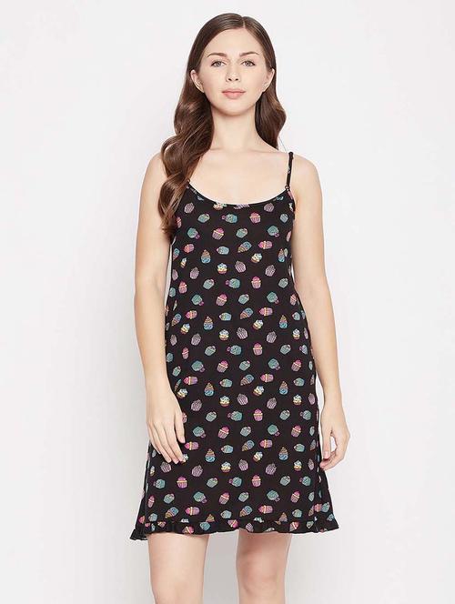 women black printed night dress - 20744823 - Very Small Image - 1
