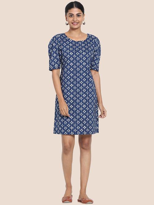 blue printed mini shift dress - 20745149 - Very Small Image - 1