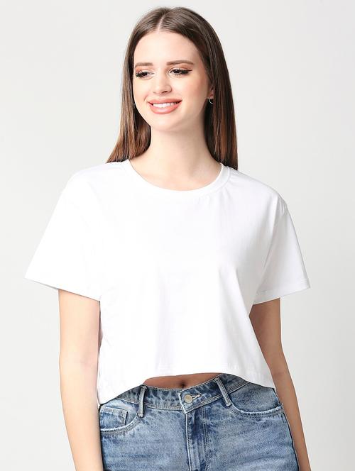 women white solid crop top - 20745333 - Very Small Image - 1