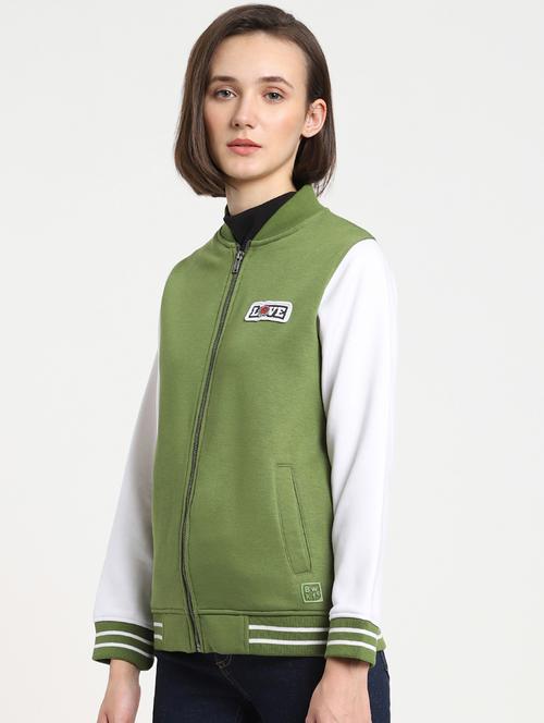 women green color block bomber jacket - 20745427 - Very Small Image - 1