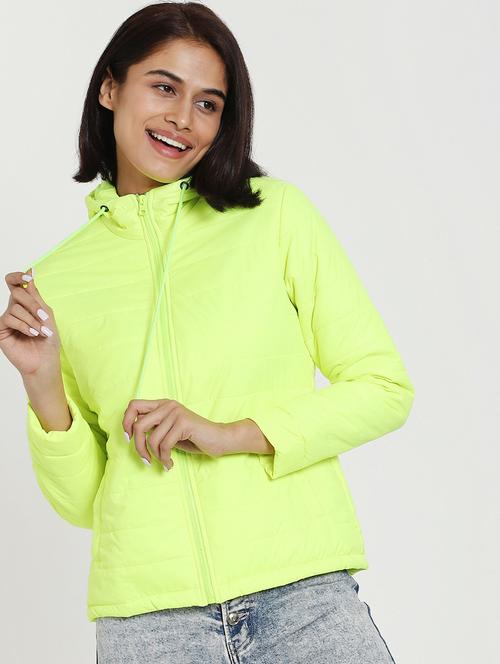 solid green quilted hooded jacket - 20745442 - Very Small Image - 1